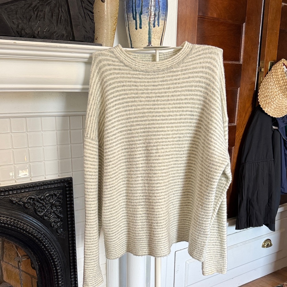 J. Crew Reimagined Striped Knit Fuzzy Sweater- worn about 4-5 times